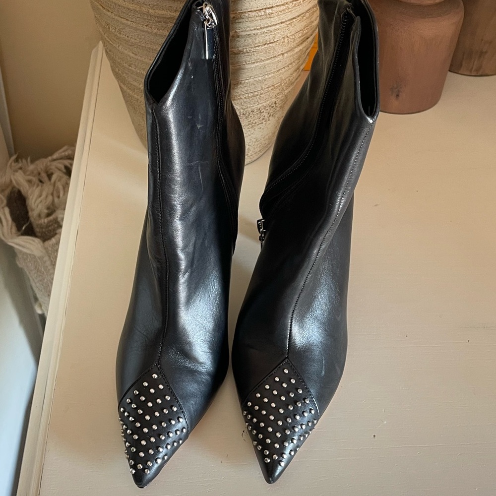SCHUTZ Black Studded Ankle Boots